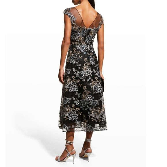 Rickie Freeman for Teri Jon Cap-Sleeve Embroidered Tulle Dress $740 - Picture 4 of 13